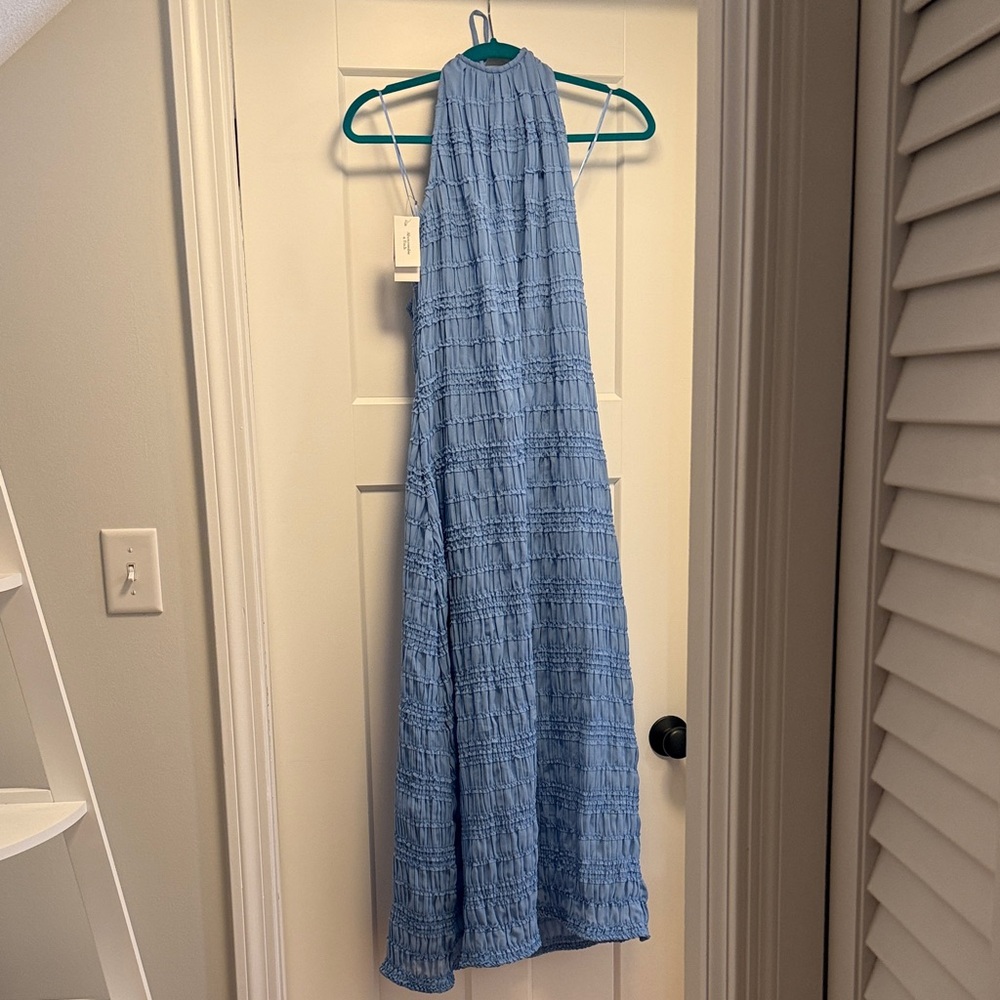Abercrombie & Fitch Light Blue Textured Maxi Dress